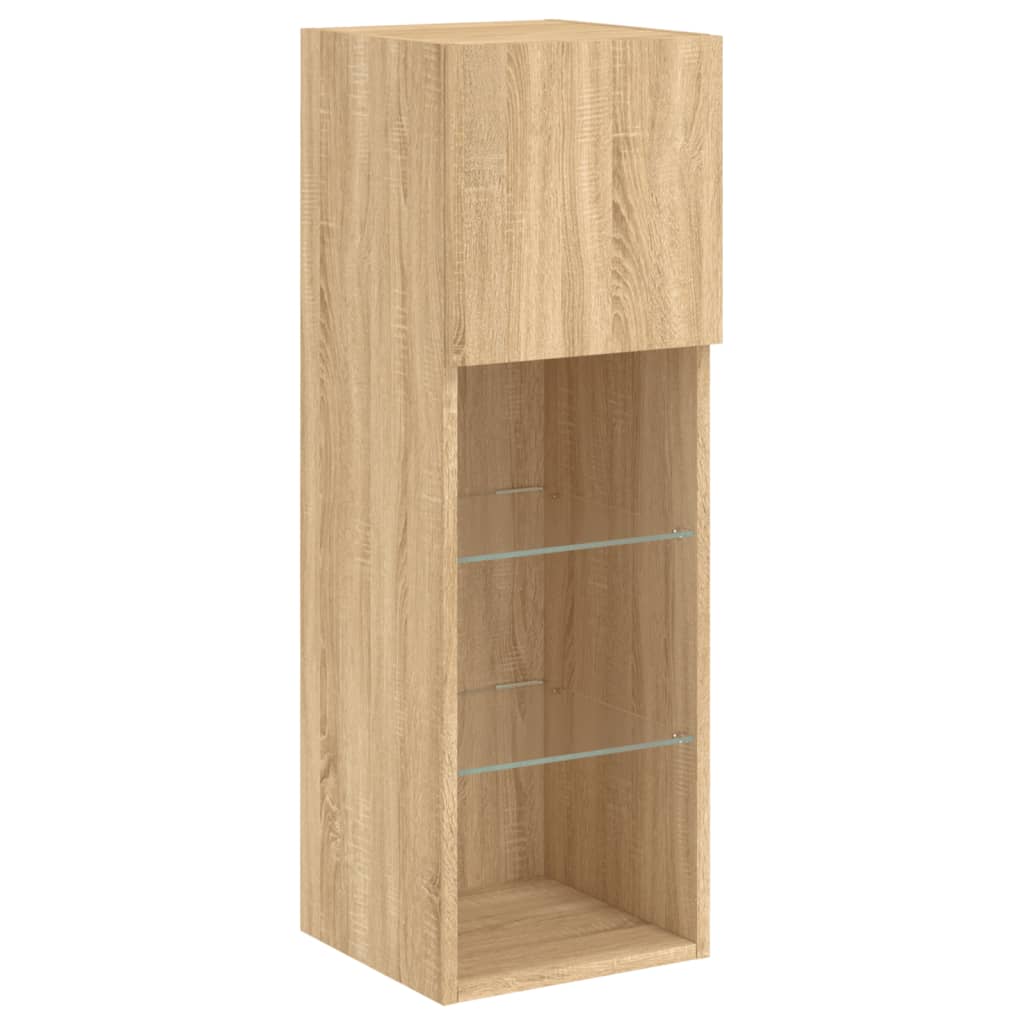 TV ormarići s LED svjetlima 2 kom boja hrasta 30,5 x 30 x 90 cm