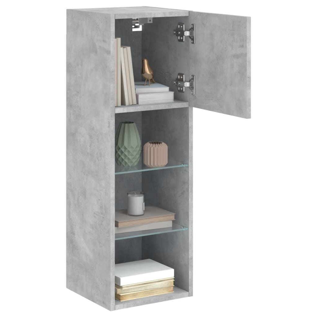 TV ormarić s LED svjetlima siva boja betona 30,5x30x90 cm