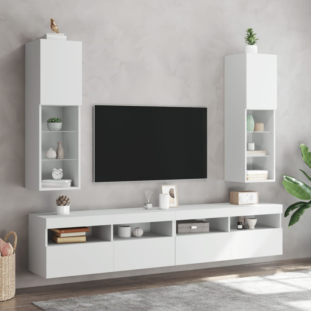 TV ormarići s LED svjetlima 2 kom bijeli 30,5x30x102 cm