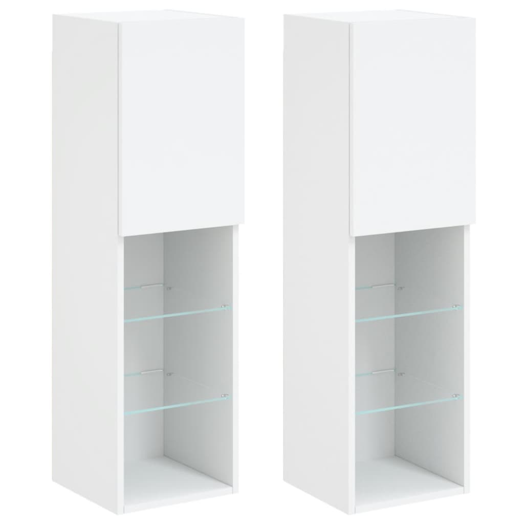 TV ormarići s LED svjetlima 2 kom bijeli 30,5 x 30 x 102 cm