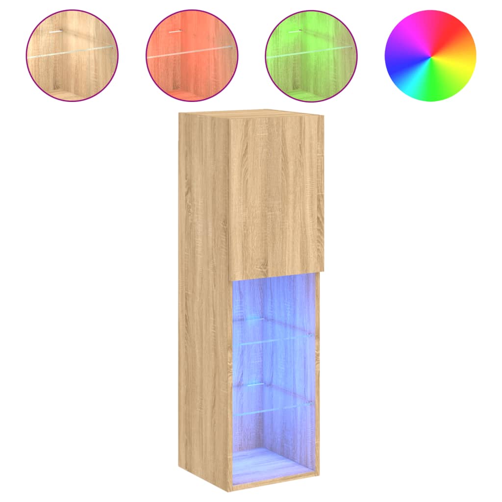 TV ormarići s LED svjetlima 2 kom boja hrasta 30,5x30x102 cm
