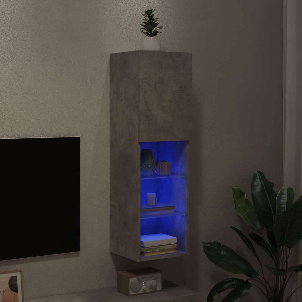 TV ormarić s LED svjetlima siva boja betona 30,5x30x102 cm