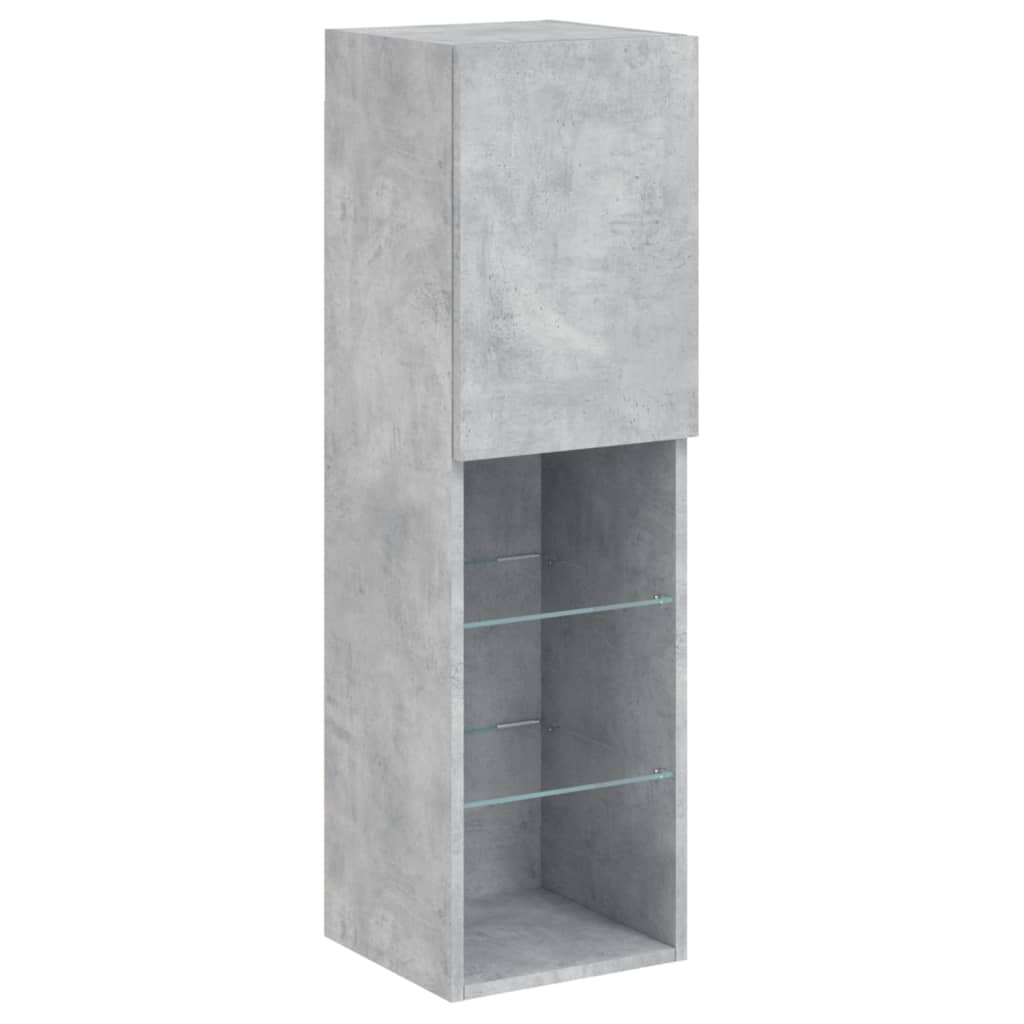 TV ormarić s LED svjetlima siva boja betona 30,5x30x102 cm