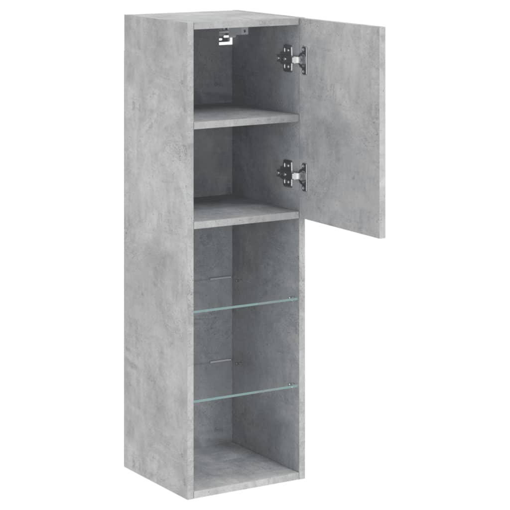 TV ormarić s LED svjetlima siva boja betona 30,5x30x102 cm