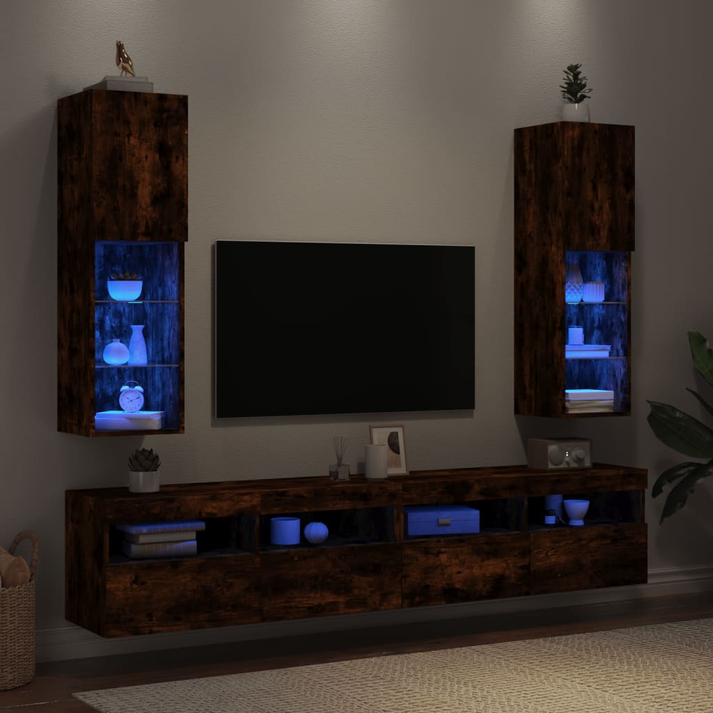 TV ormarići s LED svjetlima 2 kom boja hrasta 30,5x30x102 cm