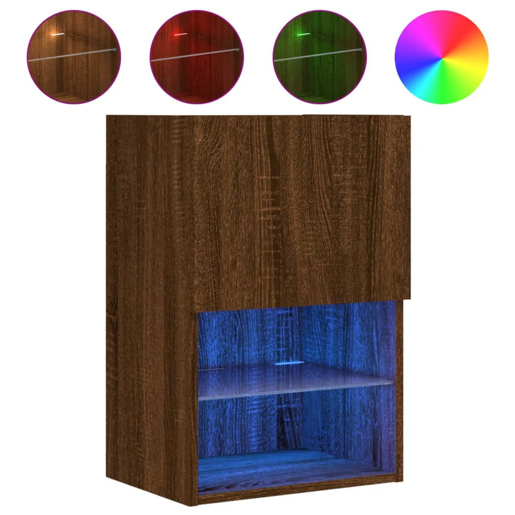 TV ormarić s LED svjetlima boja smeđeg hrasta 40,5x30x60 cm