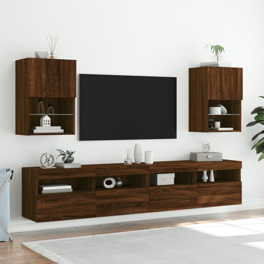 TV ormarić s LED svjetlima boja smeđeg hrasta 40,5x30x60 cm