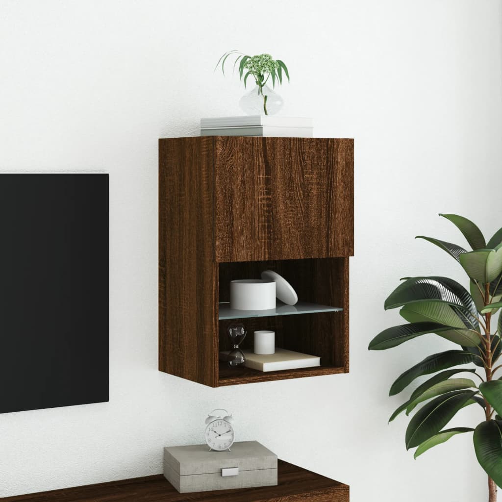 TV ormarić s LED svjetlima boja smeđeg hrasta 40,5x30x60 cm