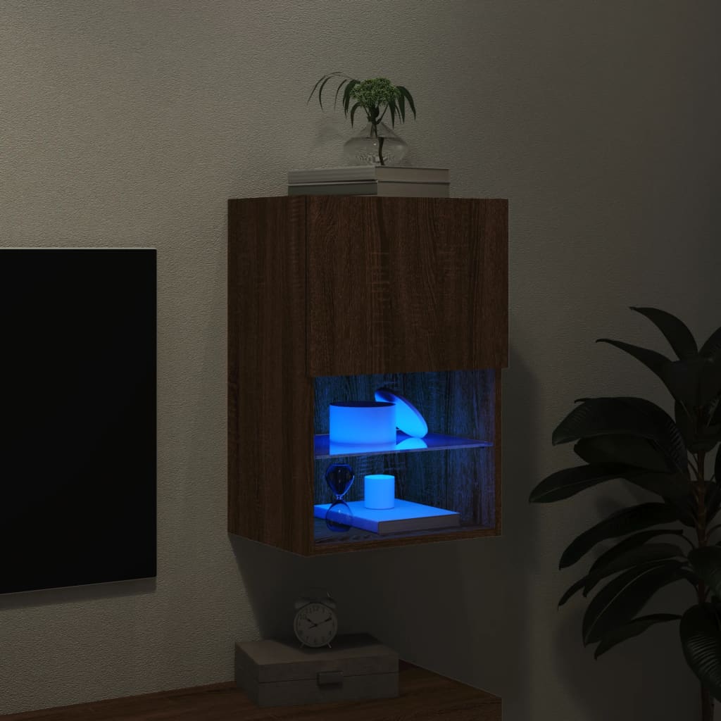 TV ormarić s LED svjetlima boja smeđeg hrasta 40,5x30x60 cm