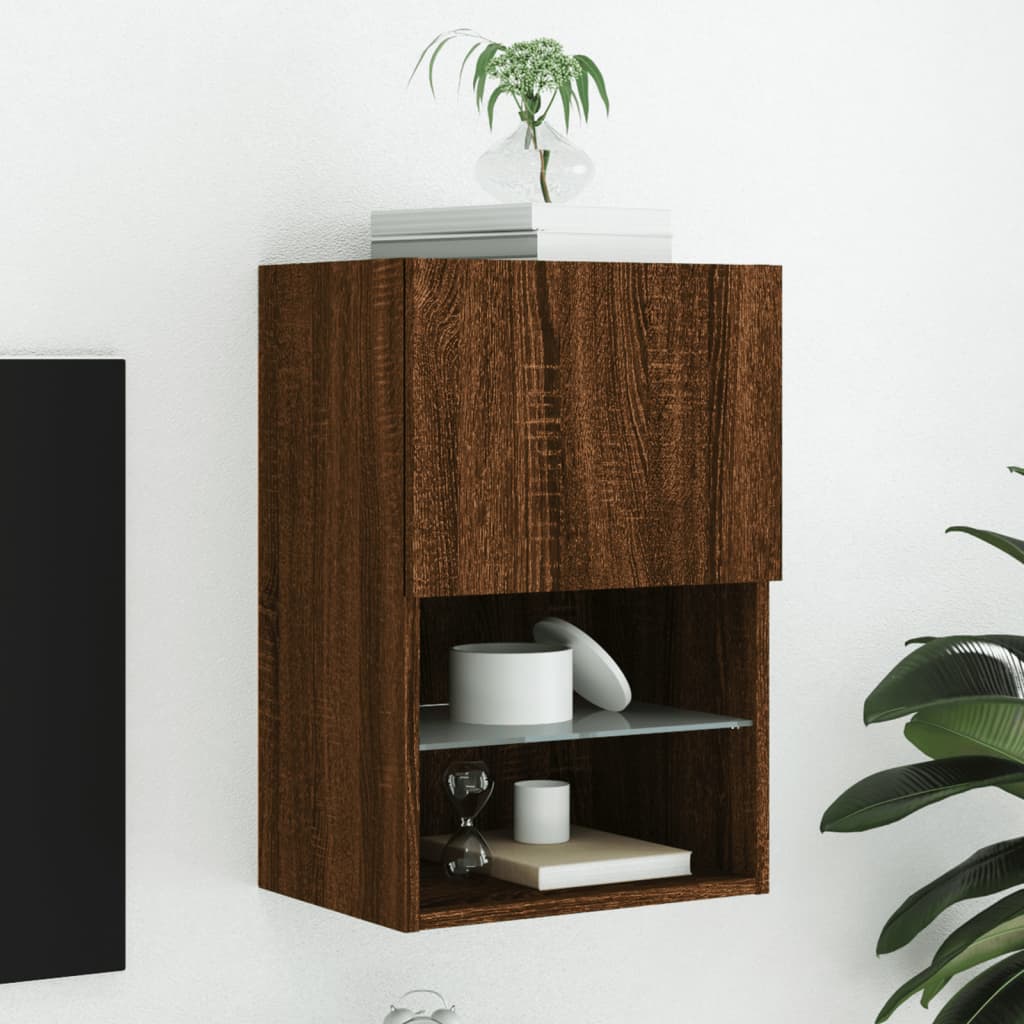 TV ormarić s LED svjetlima boja smeđeg hrasta 40,5x30x60 cm