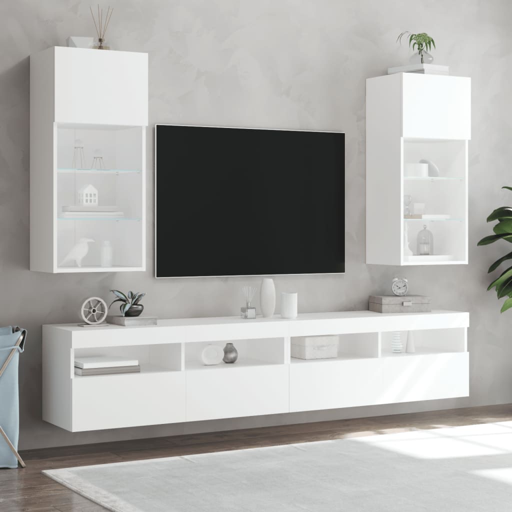 TV ormarići s LED svjetlima 2 kom bijeli 40,5 x 30 x 90 cm