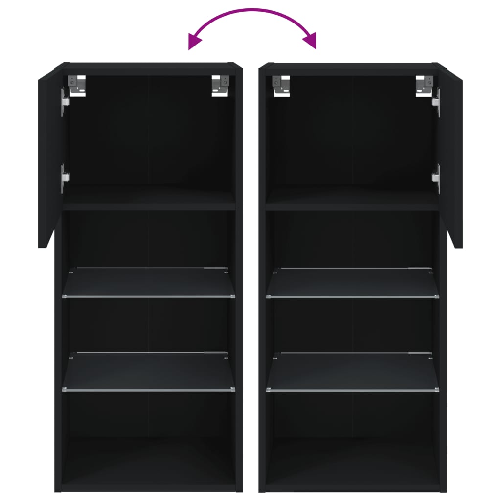 TV ormarići s LED svjetlima 2 kom crni 40,5x30x90 cm