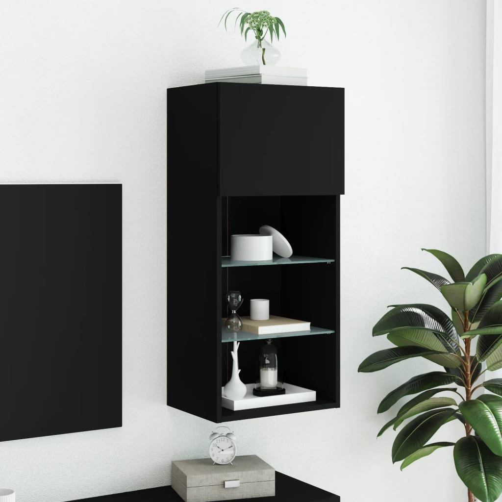 TV ormarići s LED svjetlima 2 kom crni 40,5x30x90 cm