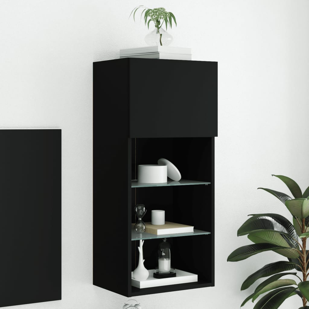 TV ormarići s LED svjetlima 2 kom crni 40,5x30x90 cm