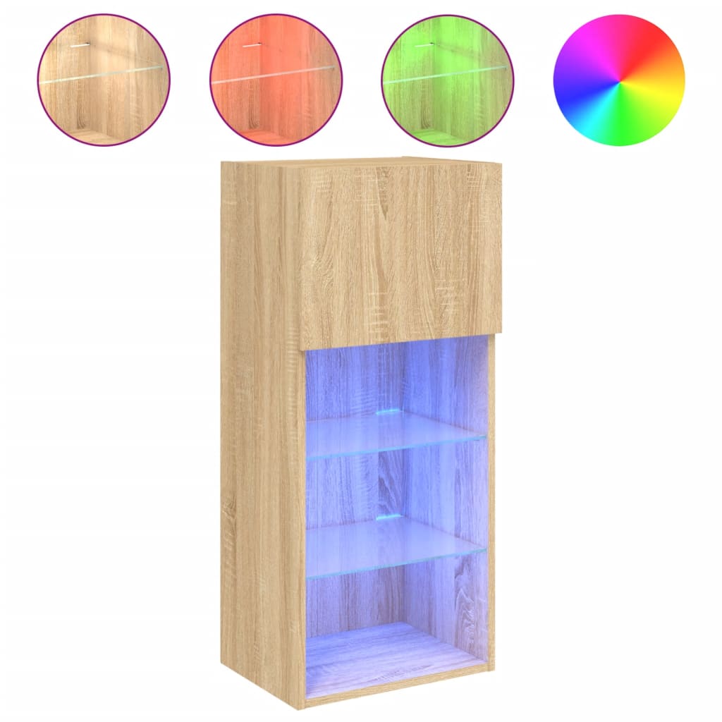 TV ormarići s LED svjetlima 2 kom boja hrasta 40,5 x 30 x 90 cm