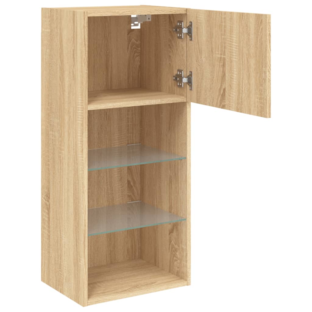 TV ormarići s LED svjetlima 2 kom boja hrasta 40,5 x 30 x 90 cm