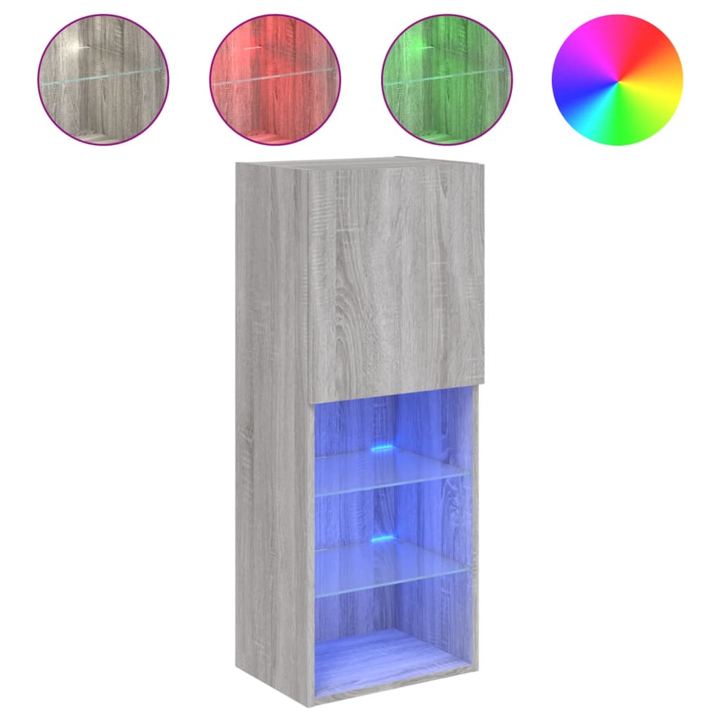 TV ormarić s LED svjetlima boja hrasta 40,5x30x102 cm