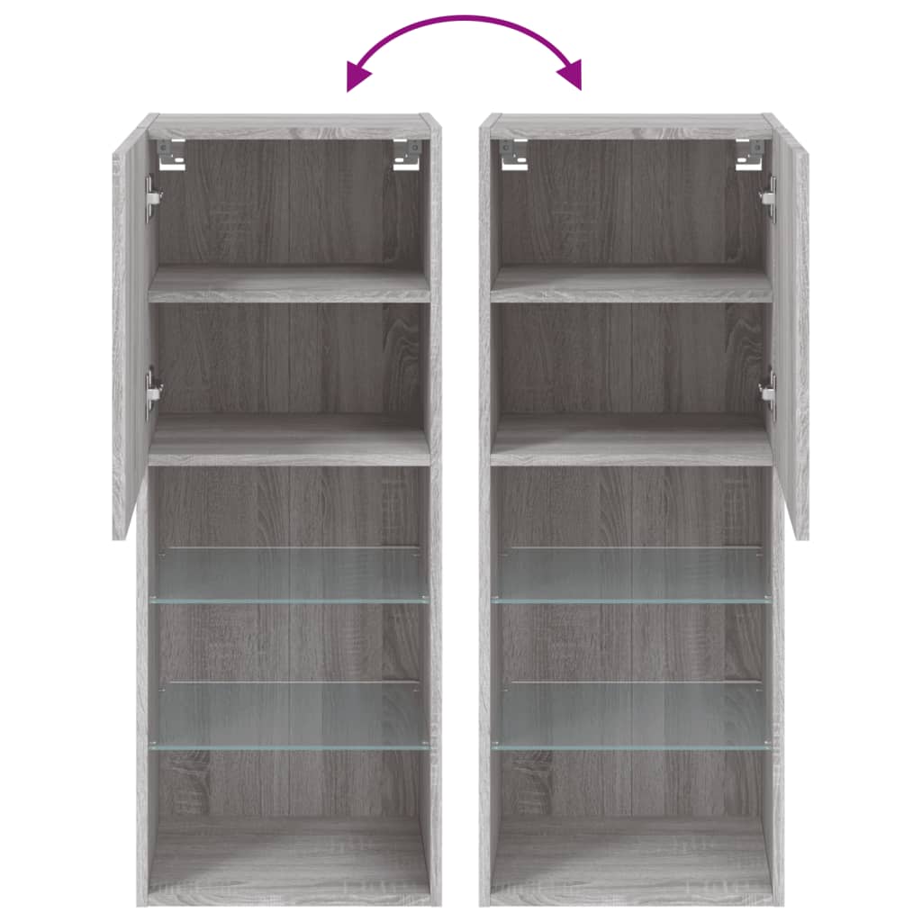 TV ormarić s LED svjetlima boja hrasta 40,5x30x102 cm