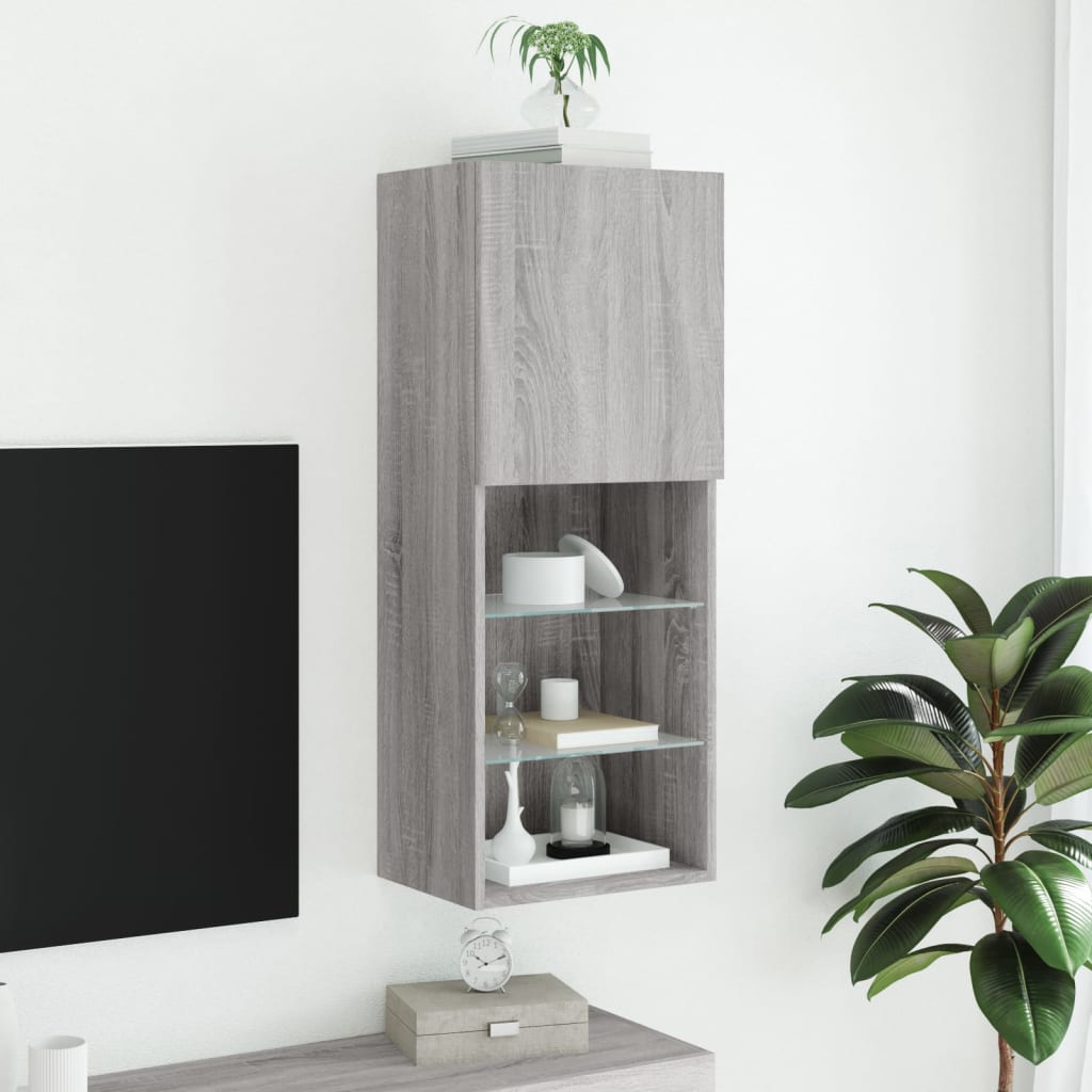 TV ormarić s LED svjetlima boja hrasta 40,5x30x102 cm