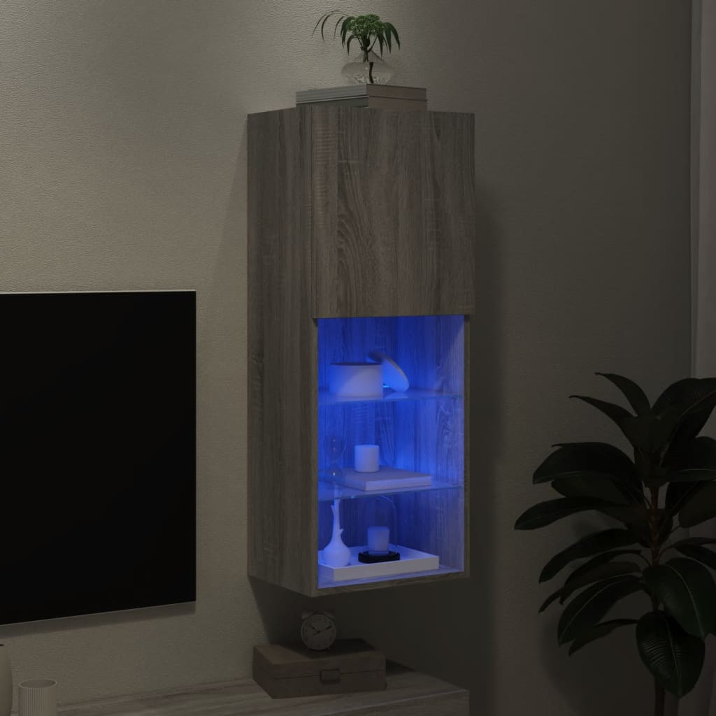 TV ormarić s LED svjetlima boja hrasta 40,5x30x102 cm