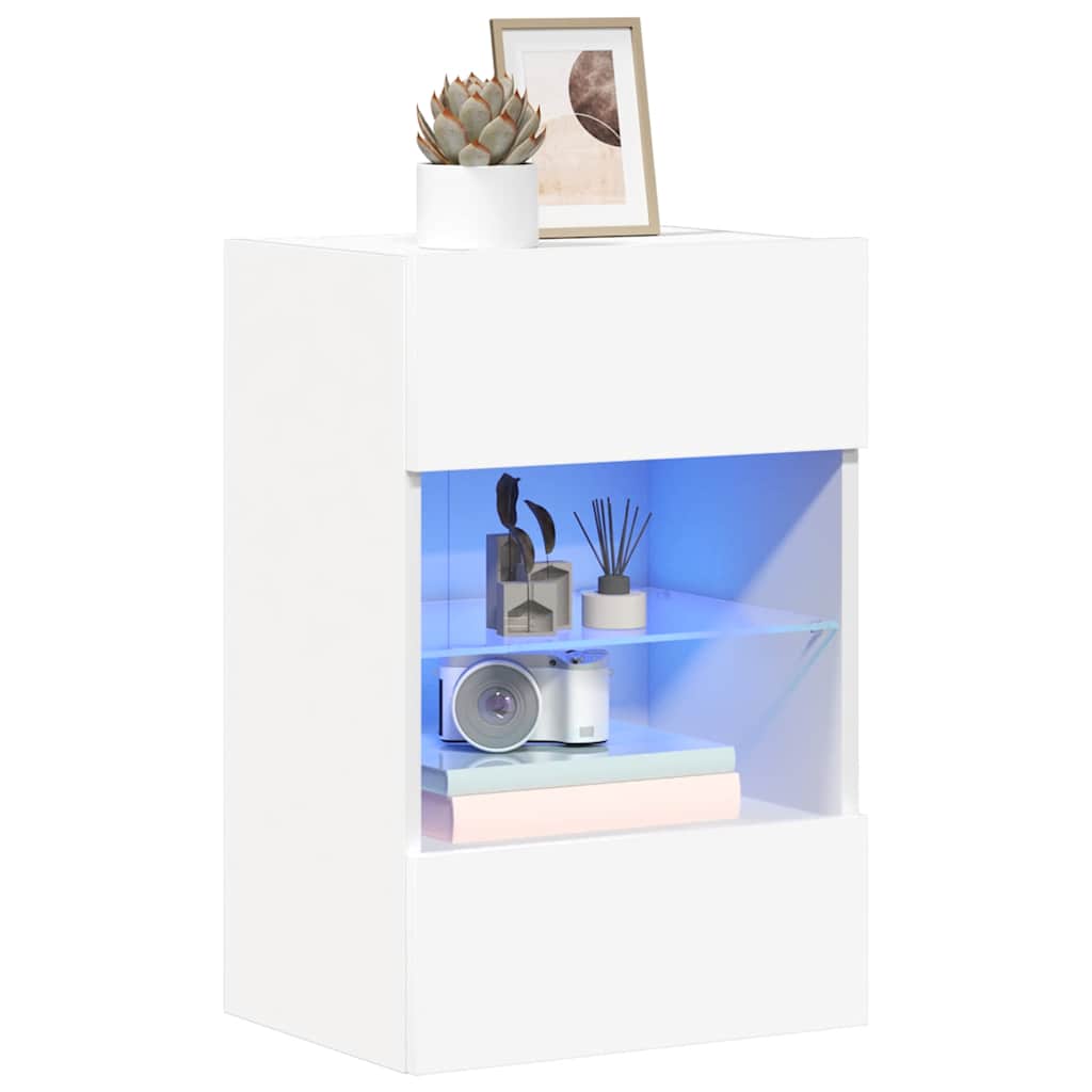 Zidni ormarići s LED svjetlima za TV 2 kom bijeli 40x30x60,5 cm