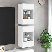 Zidni ormarići s LED svjetlima za TV 2 kom bijeli 40x30x60,5 cm