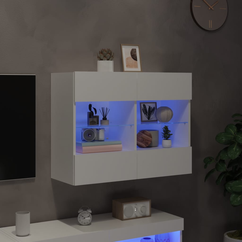 Zidni TV ormarić s LED svjetlima bijeli 78,5x30x60,5 cm