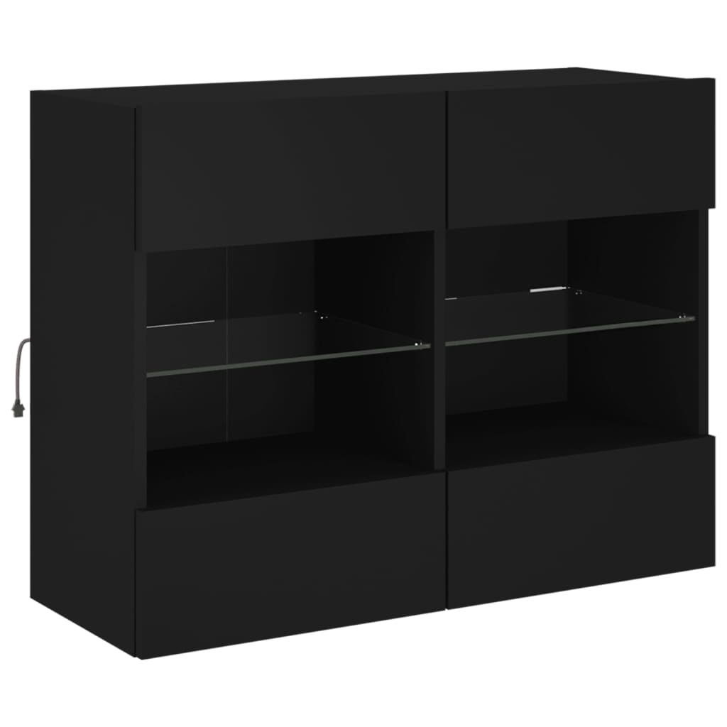Zidni TV ormarić s LED svjetlima crni 78,5x30x60,5 cm