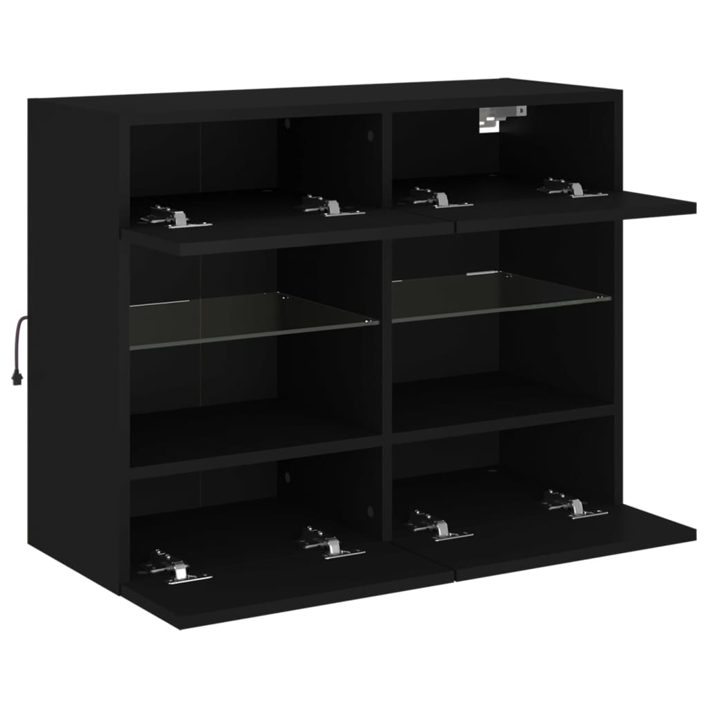 Zidni TV ormarić s LED svjetlima crni 78,5x30x60,5 cm