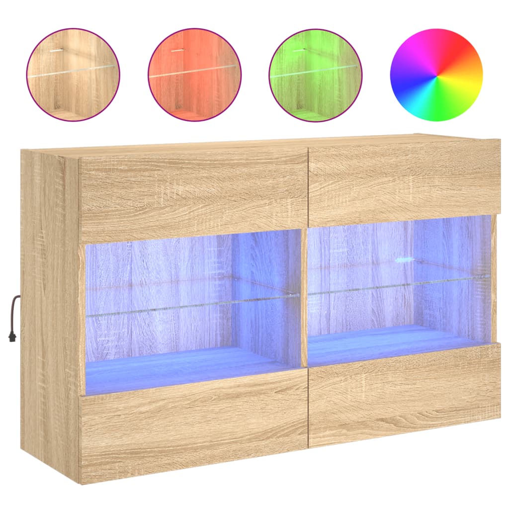 Zidni TV ormarić s LED svjetlima boja hrasta 98,5x30x60,5 cm