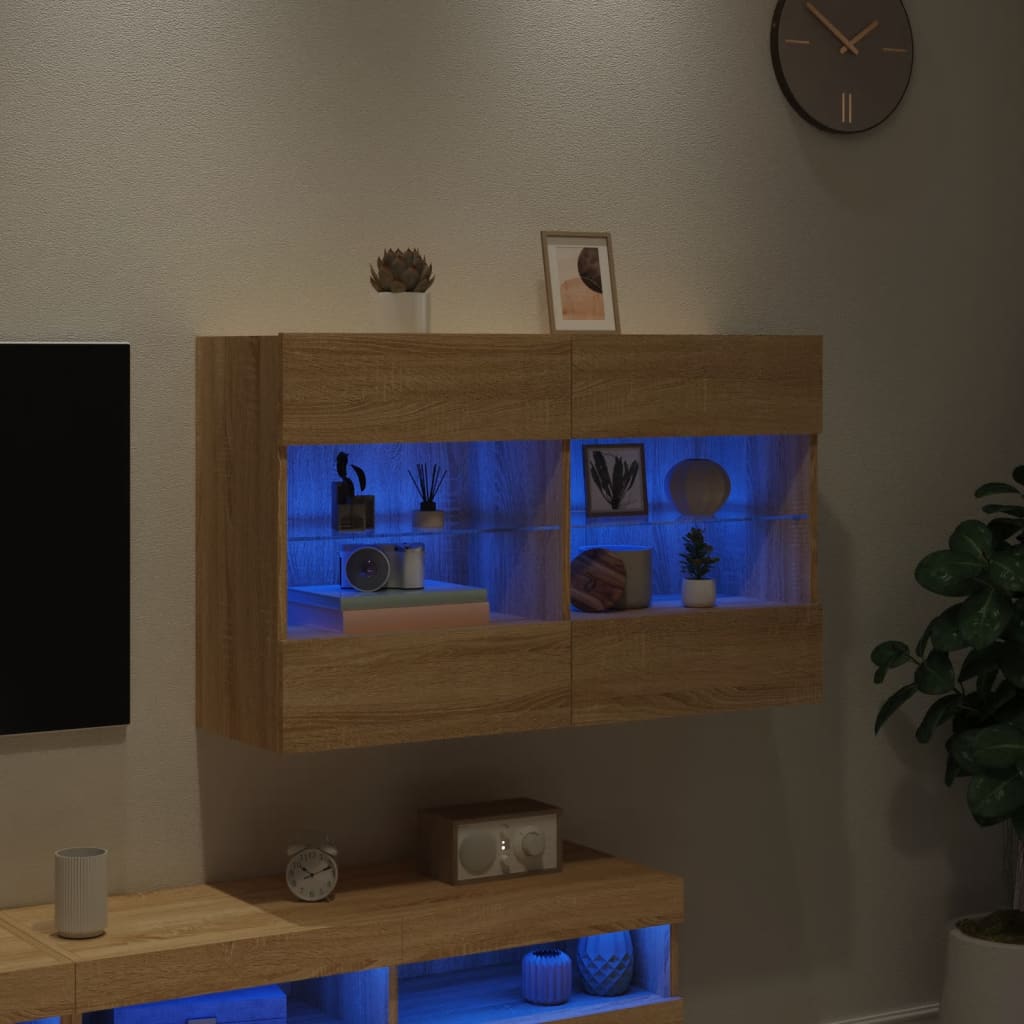Zidni TV ormarić s LED svjetlima boja hrasta 98,5x30x60,5 cm