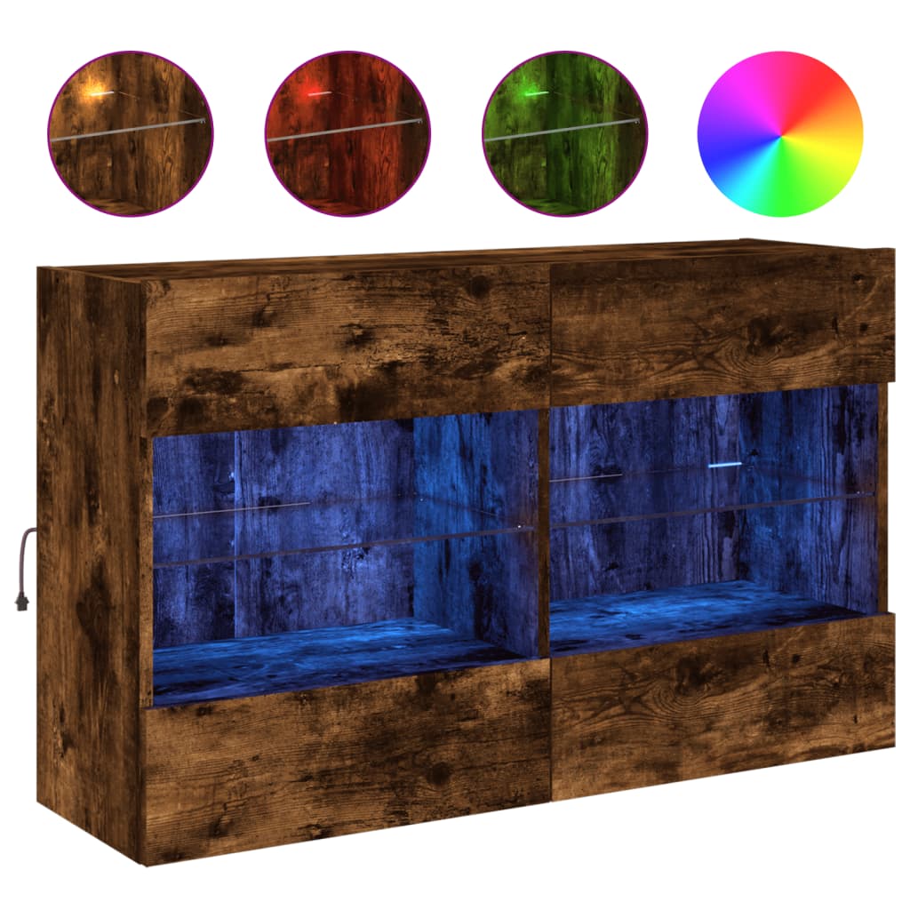 Zidni TV ormarić s LED svjetlima boja hrasta 98,5x30x60,5 cm