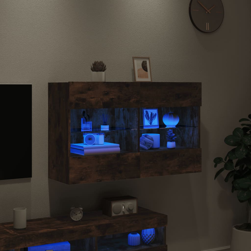 Zidni TV ormarić s LED svjetlima boja hrasta 98,5x30x60,5 cm