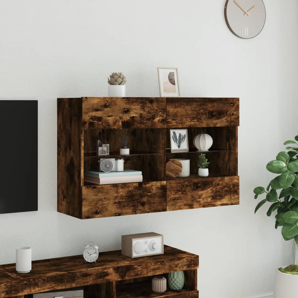 Zidni TV ormarić s LED svjetlima boja hrasta 98,5x30x60,5 cm