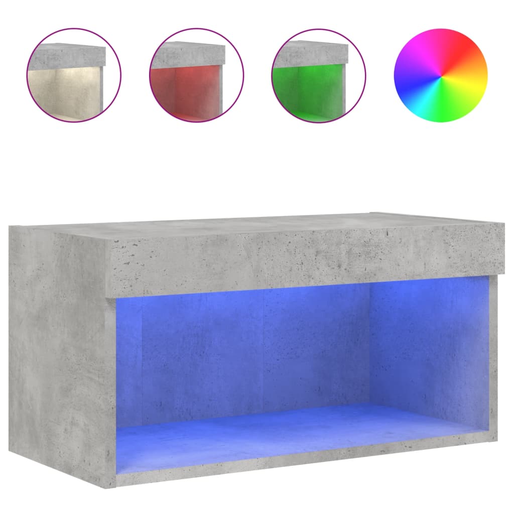 TV ormarić s LED svjetlima siva boja betona 60x30x30 cm