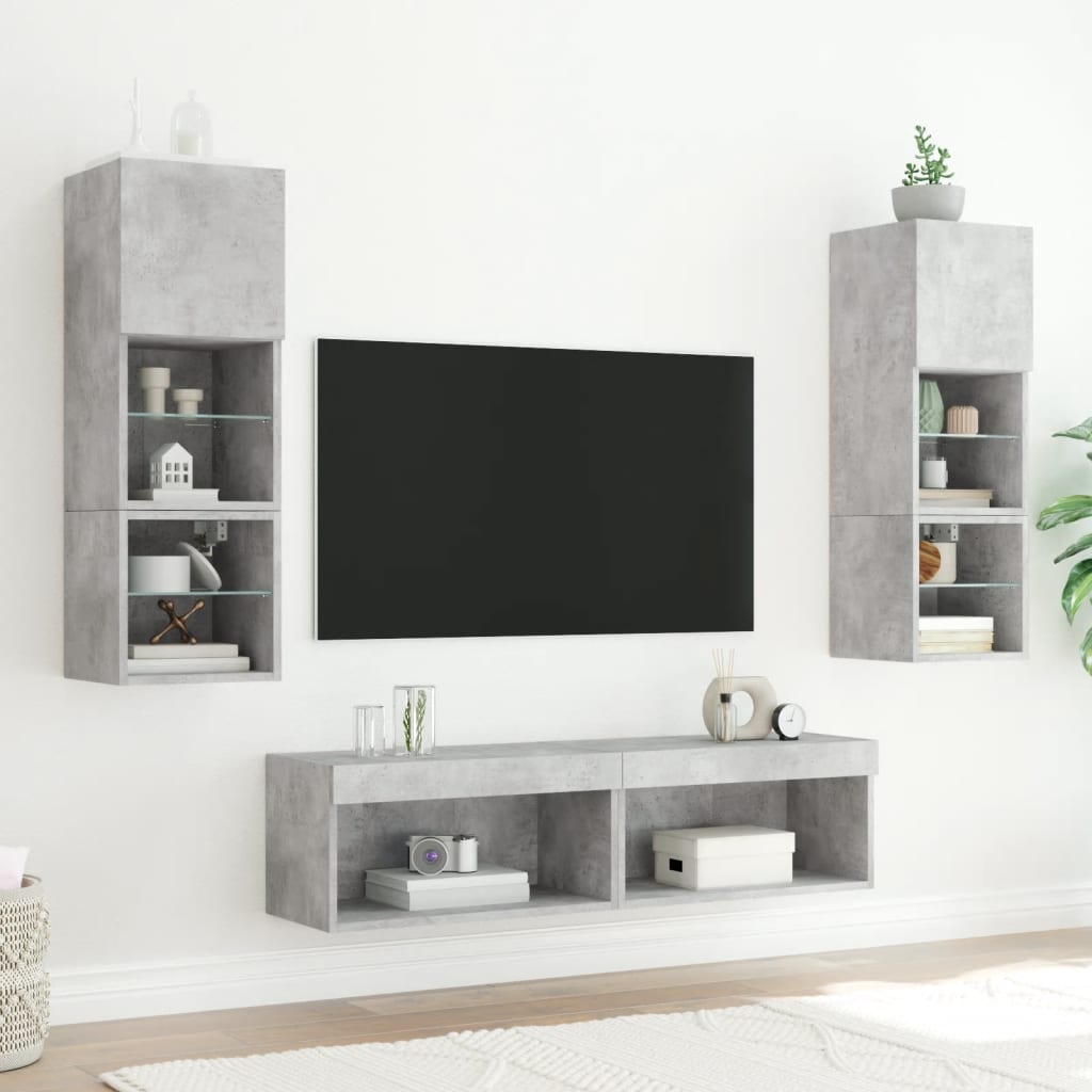 TV ormarić s LED svjetlima siva boja betona 60x30x30 cm
