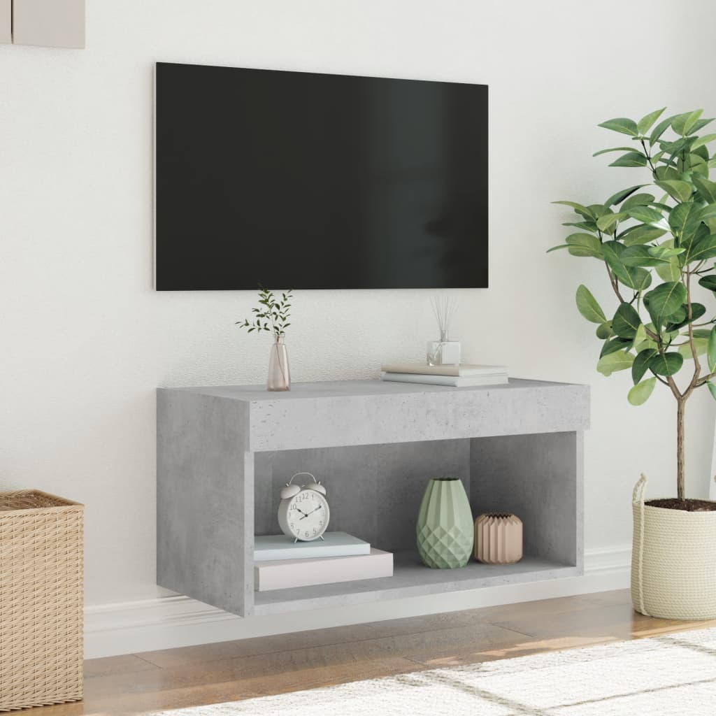 TV ormarić s LED svjetlima siva boja betona 60x30x30 cm