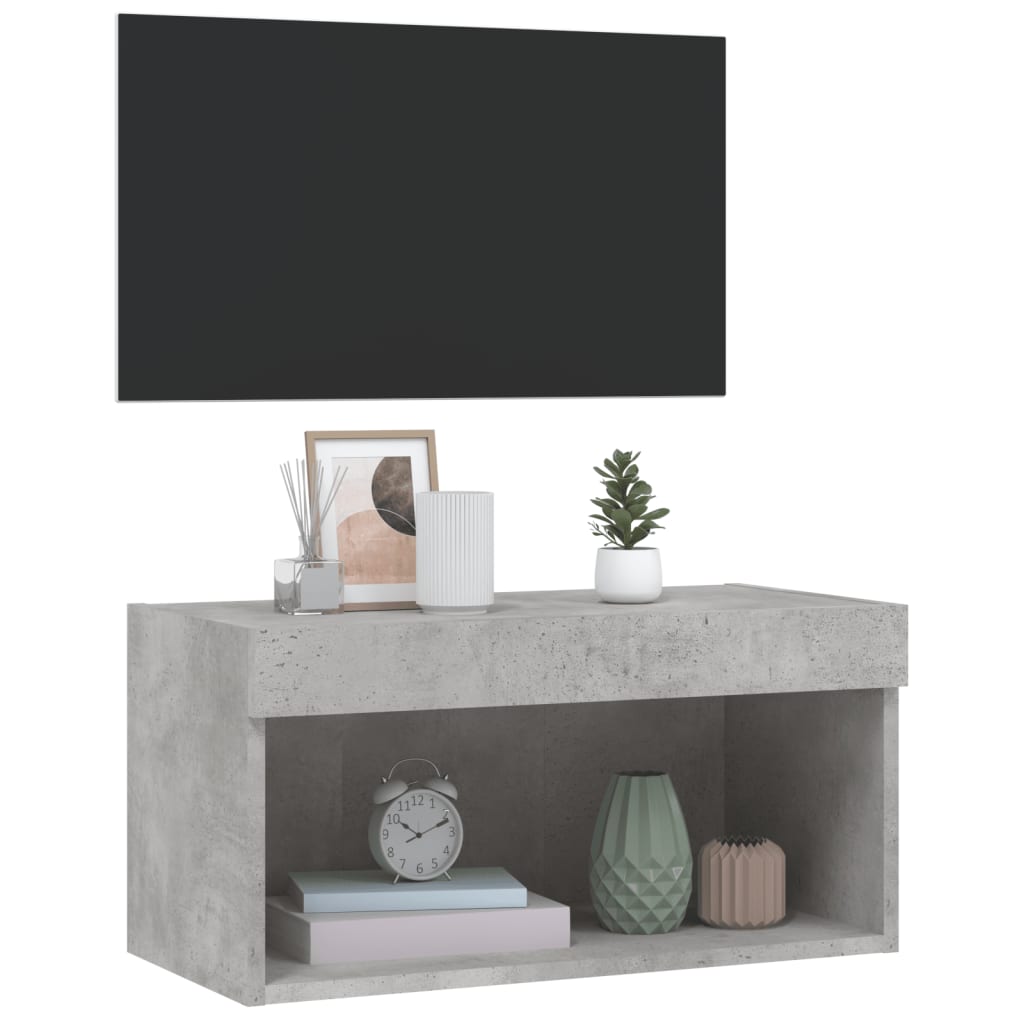 TV ormarić s LED svjetlima siva boja betona 60x30x30 cm