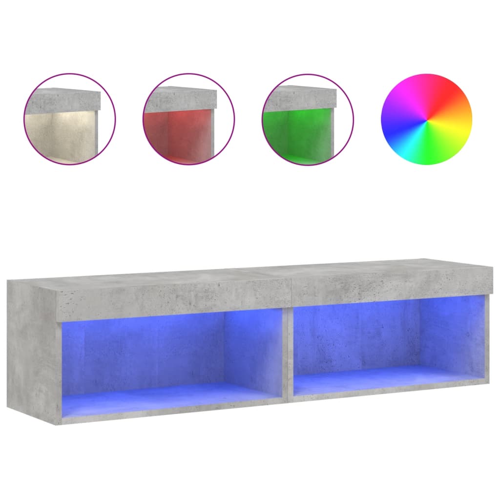 TV ormarići s LED svjetlima 2 kom boja betona 60x30x30 cm