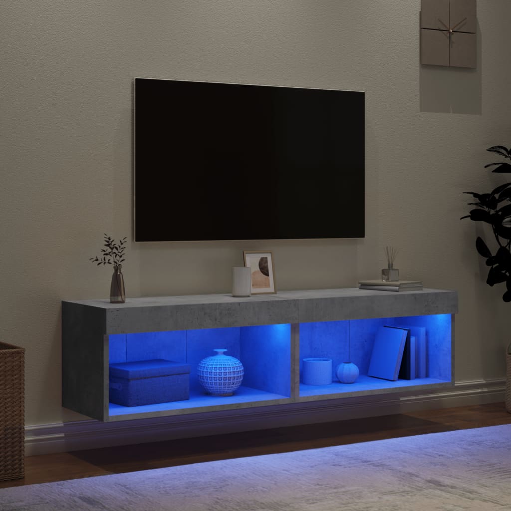 TV ormarići s LED svjetlima 2 kom boja betona 60x30x30 cm