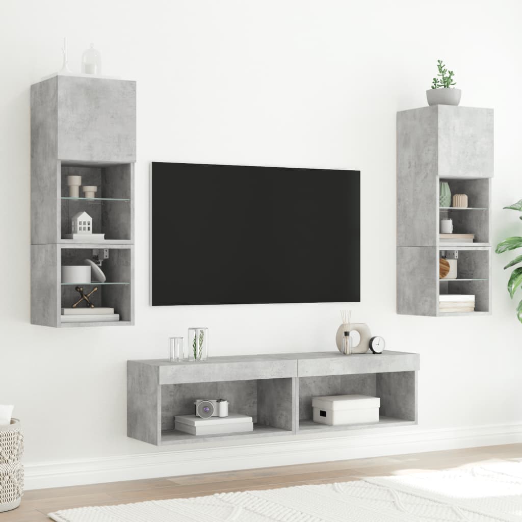 TV ormarići s LED svjetlima 2 kom boja betona 60x30x30 cm