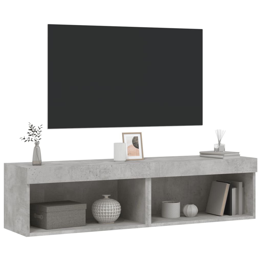 TV ormarići s LED svjetlima 2 kom boja betona 60x30x30 cm