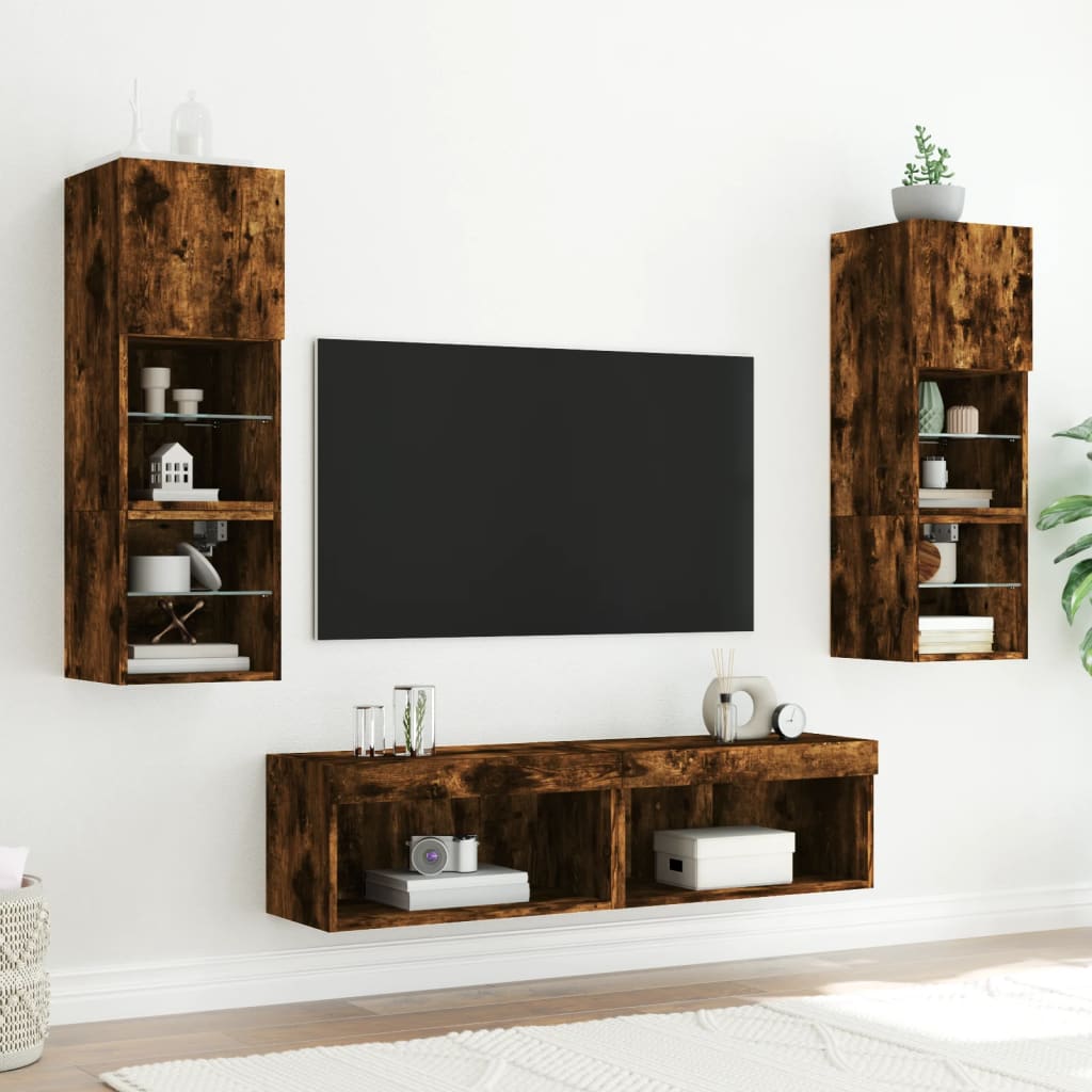 TV ormarići s LED svjetlima 2 kom boja hrasta 60x30x30 cm