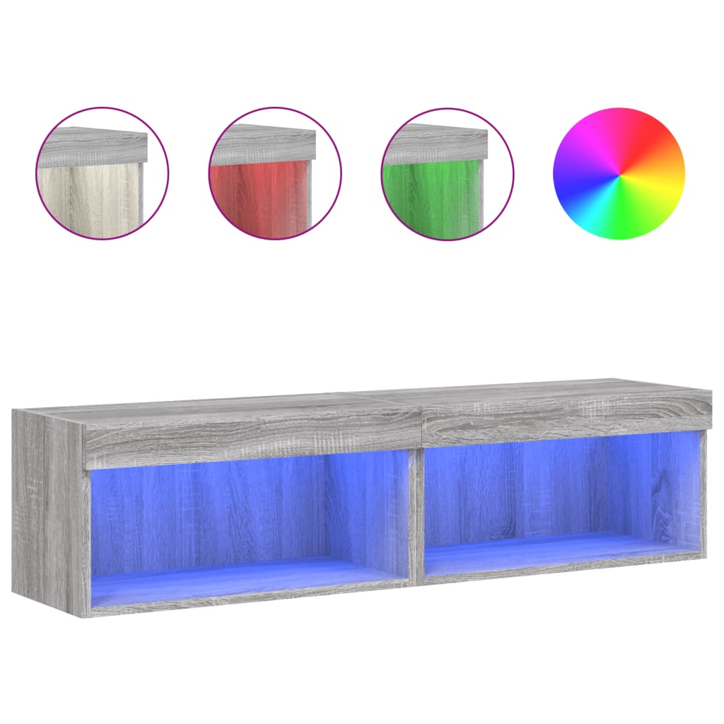 TV ormarići s LED svjetlima 2 kom boja hrasta 60x30x30 cm