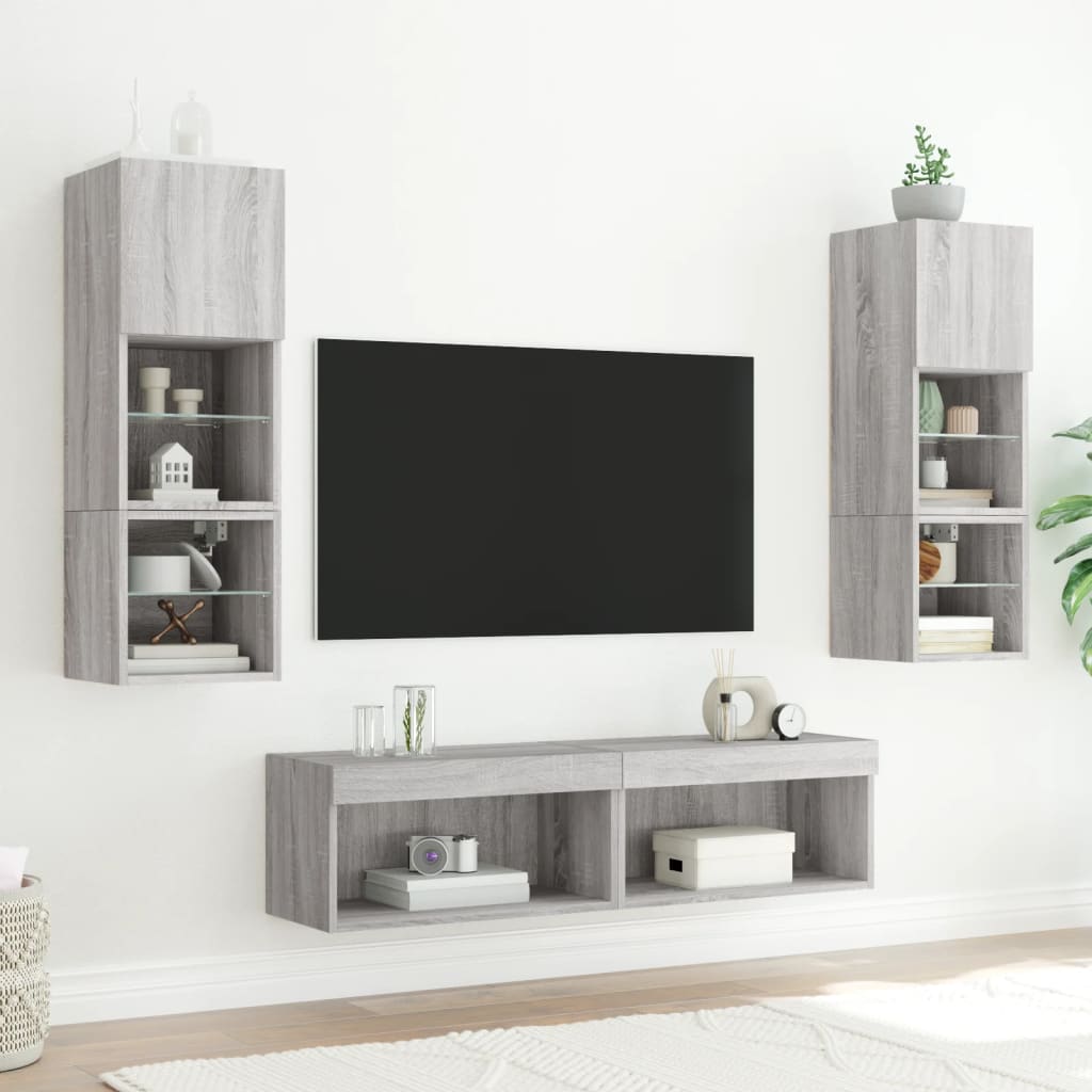 TV ormarići s LED svjetlima 2 kom boja hrasta 60x30x30 cm