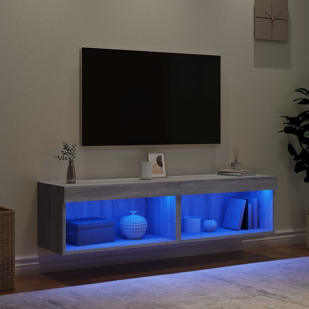 TV ormarići s LED svjetlima 2 kom boja hrasta 60x30x30 cm