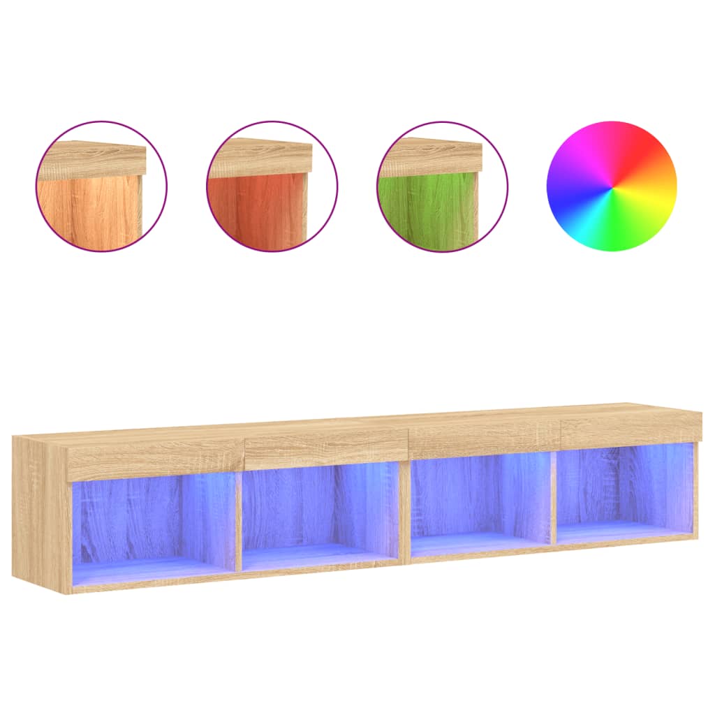 TV ormarići s LED svjetlima 2 kom boja hrasta 80x30x30 cm