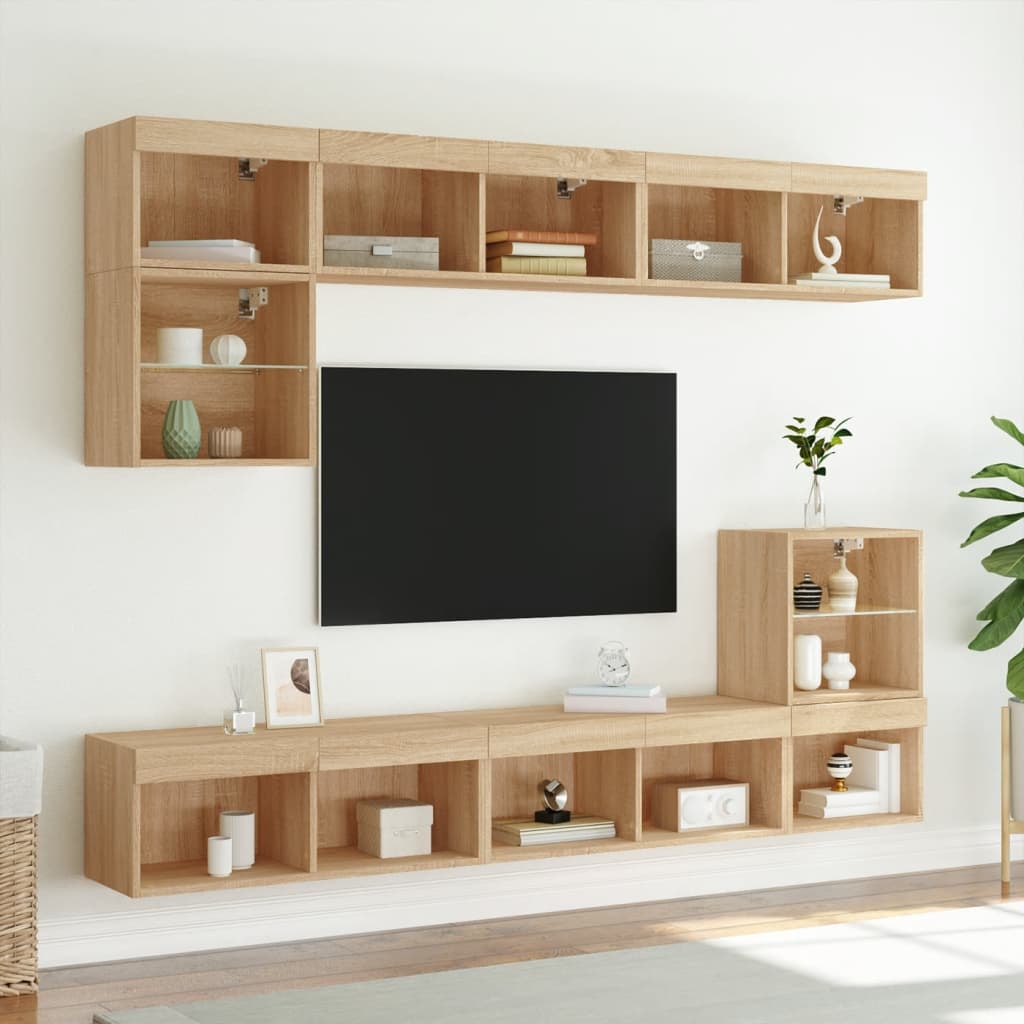 TV ormarići s LED svjetlima 2 kom boja hrasta 80x30x30 cm
