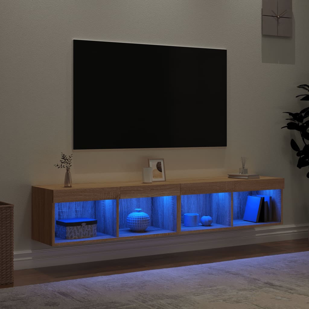 TV ormarići s LED svjetlima 2 kom boja hrasta 80x30x30 cm