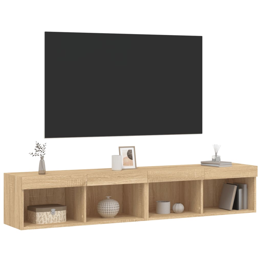 TV ormarići s LED svjetlima 2 kom boja hrasta 80x30x30 cm